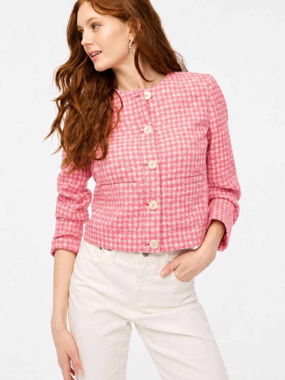 J. Crew Factory Tweed Patch Pocket Lady Jacket 8